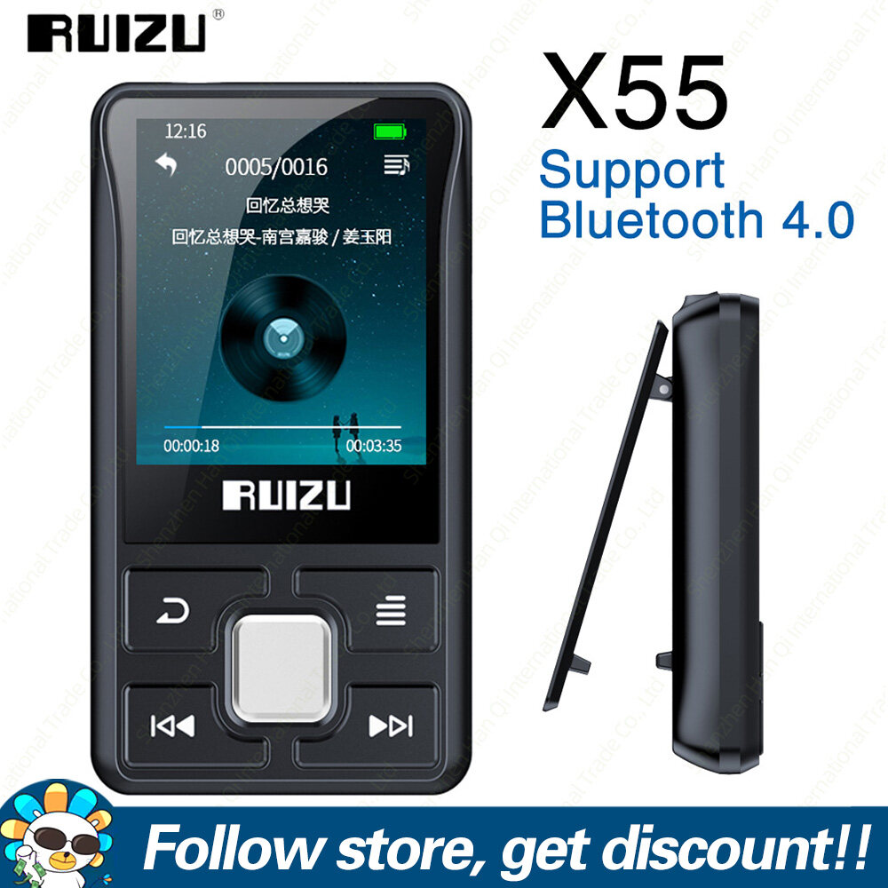 Kẹp RUIZU X55 Chính Hãng FAAEAL Máy Nghe Nhạc MP3 Bluetooth Thể Thao Mini 8GB Có Màn Hình, Hỗ Trợ Thẻ TF, FM, Ghi Âm, Sách Điện Tử, Đồng Hồ, Máy Nghe Nhạc Đếm Bước Chân