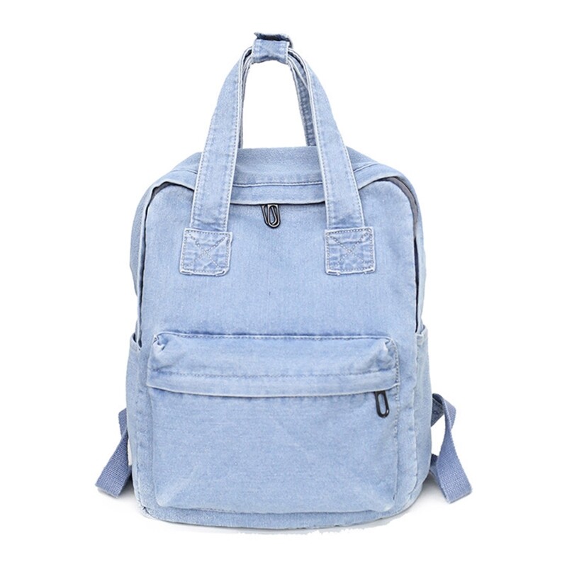 Phụ nữ cổ điển balo vải denim ba lô du lịch cao đẳng túi xách đi học túi đeo vai ba lô