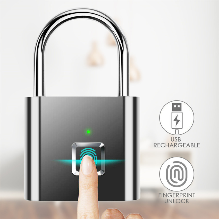 Khóa cửa an toàn ổ khóa vân tay thông minh không chìa usb có thể sạc lại cho tủ khóa khóa thông minh không chìa cho gia đình