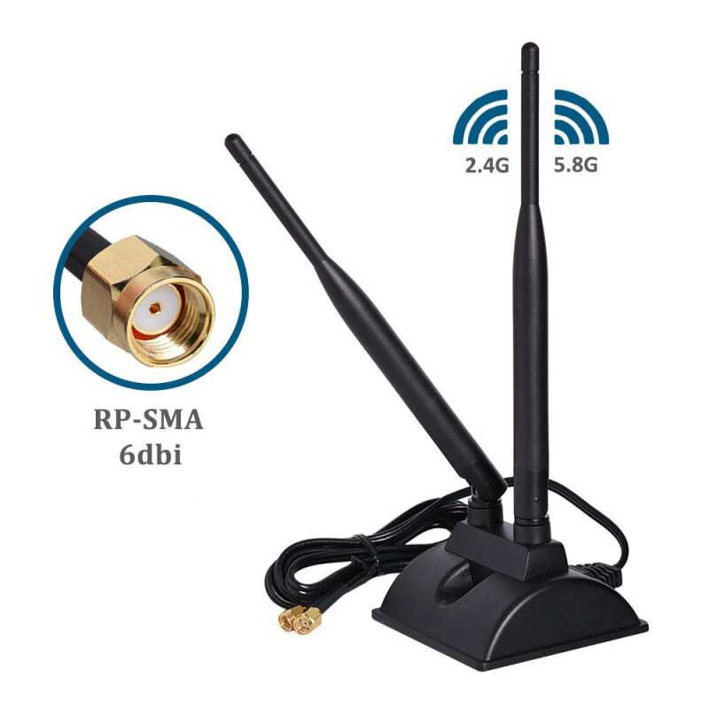 Ăng ten wifi 6dbi, có đầu nối đực rp-sma ăng ten không dây băng tần kép 5ghz 2.4ghz có đế từ dành cho card mạng wi-fi pci-e bộ định tuyến không dây wifi di động hotspot