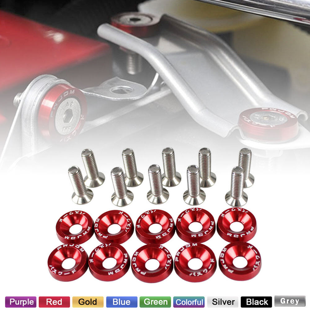 10 Cái M6 JDM Xe Sửa Đổi Hex Chốt Fender Máy Giặt Cản Trước Động Cơ Vít Lõm Kiểu Dáng Xe (Đỏ)