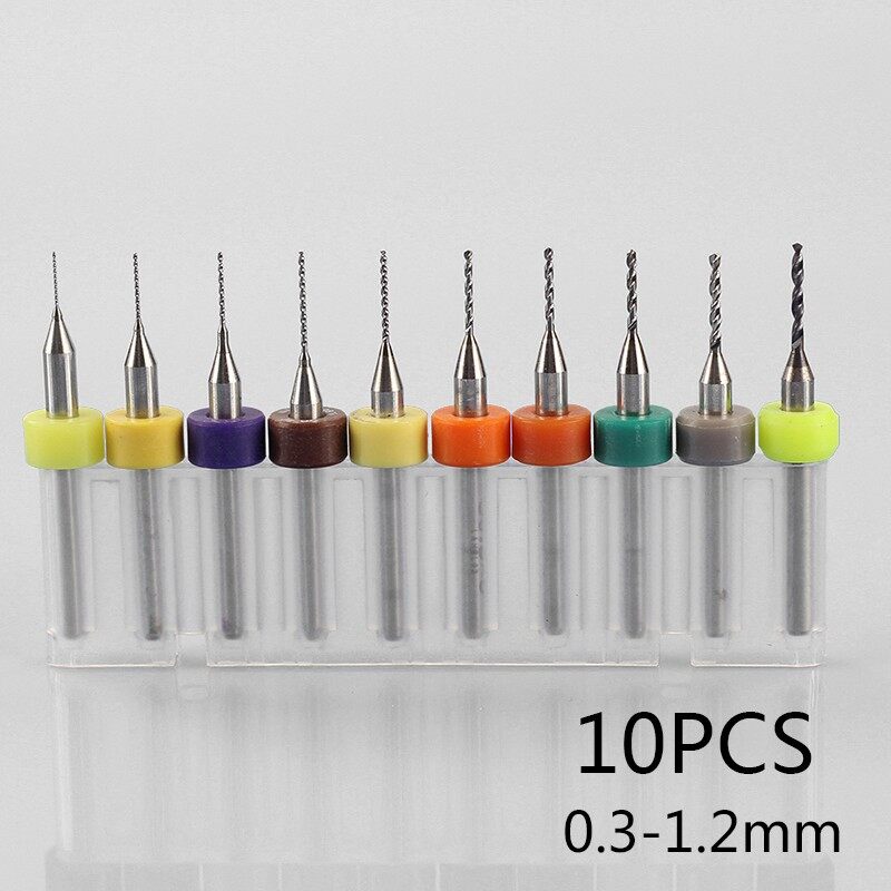 10 chiếc mũi khoan siêu nhỏ 0.3-1.2mm mạch pcb smt máy cắt lỗ thép vonfram