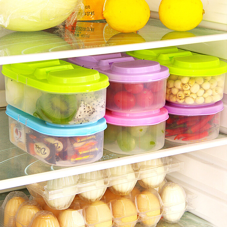 Double compartment covered kitchen food grain sealed jar Multifunctional kitchen refrigerator plastic storage box ราคา 20 บาท*ส่งฟรี
