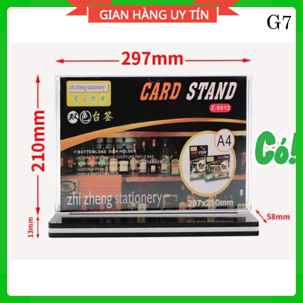 Menu mica a4 ngang ,kệ mica để bàn,stand cao cấp