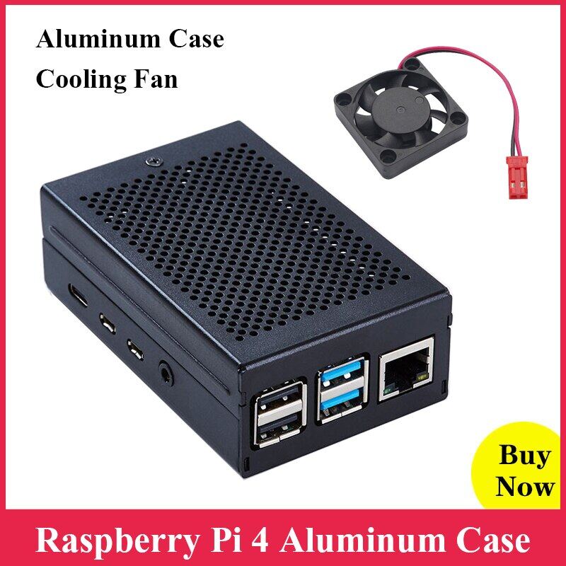 【】 libin11 vỏ nhôm raspberry pi 4 vỏ hộp màu đen bạc kèm quạt làm mát tản nhiệt cho raspberry pi 4 model b 4b