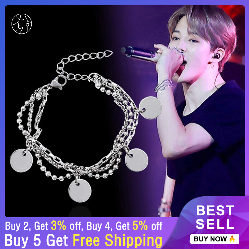 SHIDOMI Vòng Tay Wafer Nhiều Lớp BTS Jimin Kpop Phụ Kiện Kim Loại Trang Sức Hip Hop Hàn Quốc Làm Quà Tặng