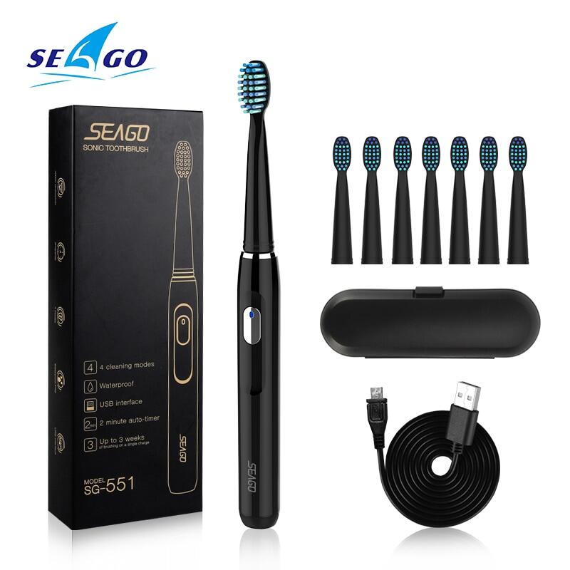 Seago Sonicแปรงสีฟันไฟฟ้าชาร์จกับ3การเปลี่ยนหัวแปรง2จับเวลานาที & 4โหมดการแปรงกันน้ำSG551