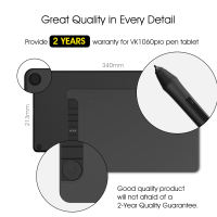 VEIKK VK1060PRO 10x6 inch Pen mouse Graphic Tablet Digital Drawing Pad Double Quick Dial Pen Tablet with 16384 Tilt function Battery-Free Pen