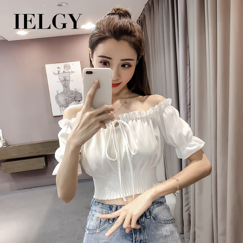 Áo sơ mi nữ cổ lọ quây một bên vai của nữ áo voan ngắn lên áo sơ mi nữ hoang dã