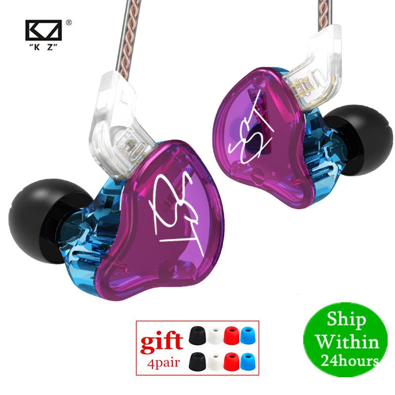 Tai Nghe Âm Trầm KZ ZST DD + BA, Tai Nghe HiFi, Tai Nghe Sắt Trao Đổi Chuyển Động Âm Nhạc Điều Khiển 4 Lõi ZSN AS10 ES4