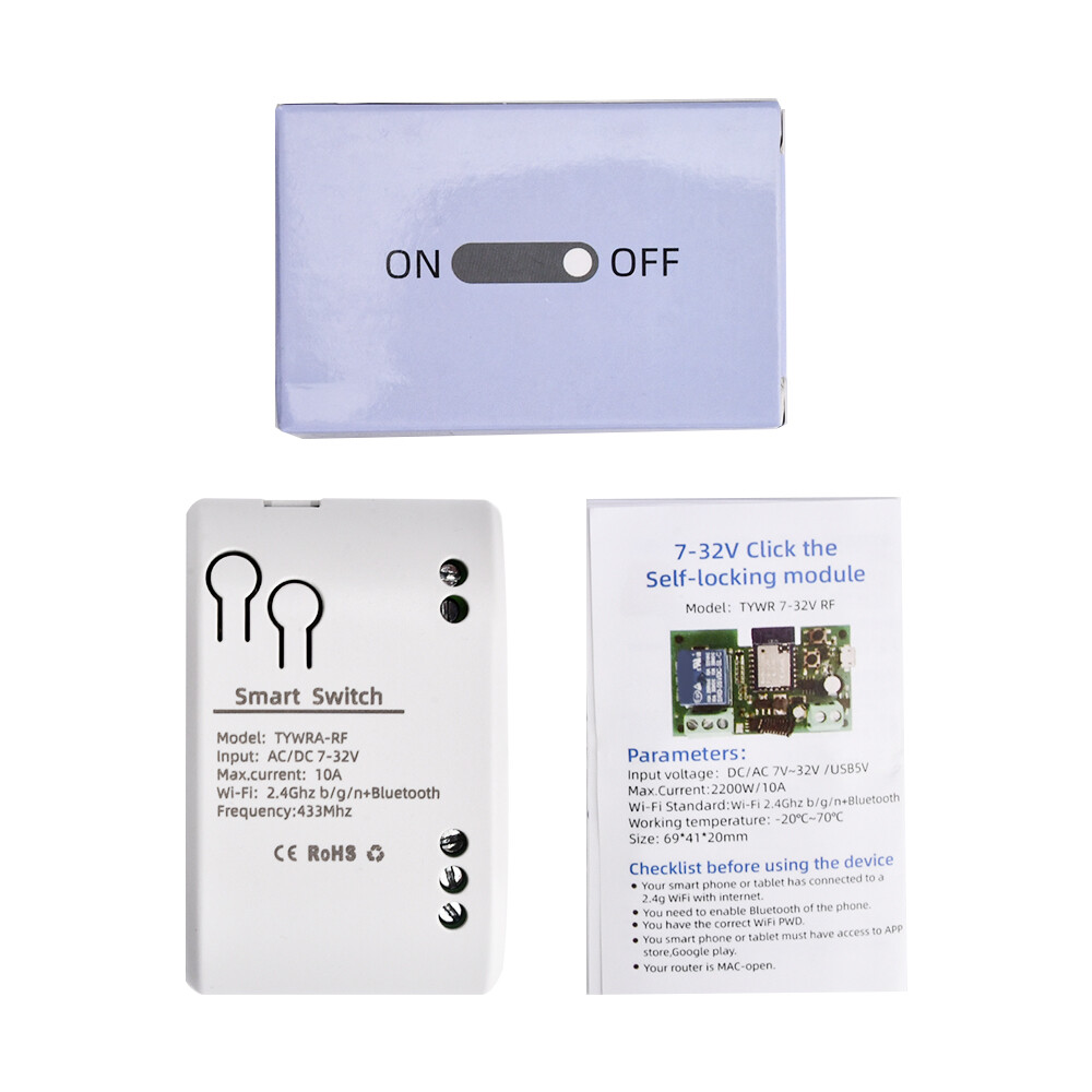 Panthon tuya mô-đun công tắc wifi không dây điều khiển từ xa thông minh 1/2/4ch bộ thu rf dc 7-32v 5v 12v 24v 220v 10a rơle wifi tương thích với alexa
