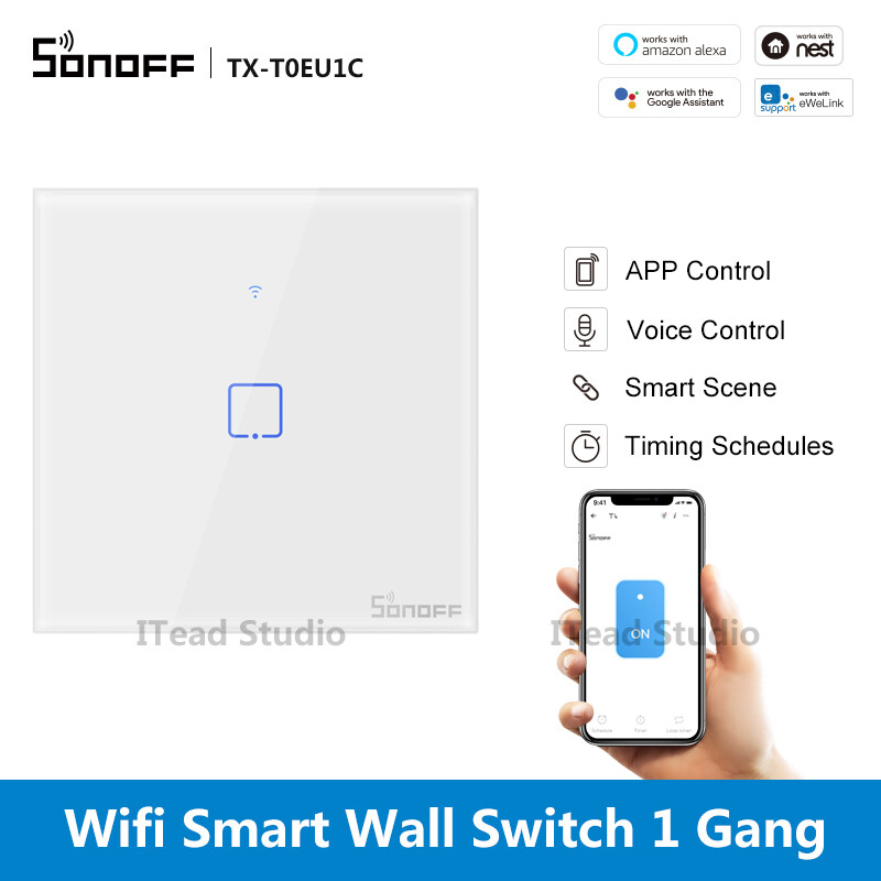 ITEAD SONOFF TX Wifi Công Tắc Gắn Tường Thông Minh, Công Tắc Điều Khiển Cảm Ứng Loại EU Không Dây 1/2/3 Gang Với Dây Trung Tính Đèn Nền LED, EWeLink APP Kiểm Soát Thời Gian Và Chia Sẻ Với Gia Đình Của Bạn, Hỗ Trợ G**gle Home Alexa