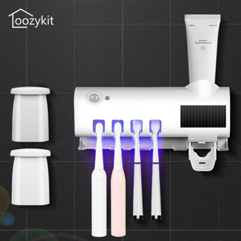 Loozykit Bàn Chải Đánh Răng Kem Đánh Răng Chủ Dispenser Bàn Chải Đánh Răng UV Tiệt Trùng Phòng Tắm Giá Bàn Chải Đánh Răng Giá