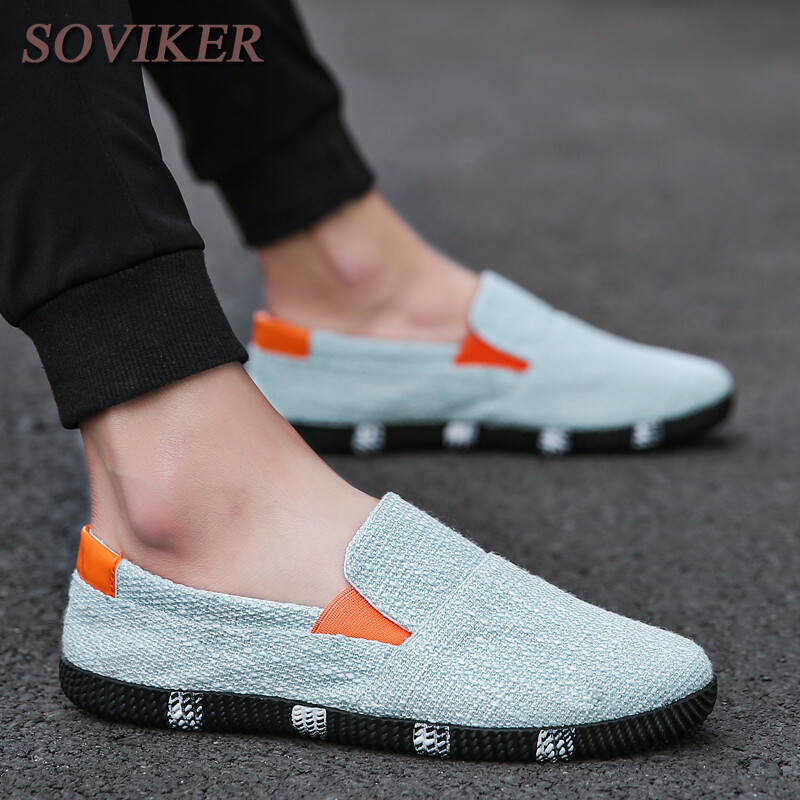 Giày lười SOVIKER đế bằng thời trang cho nam giày vải Canvas hoạt động ngoài trời phong cách thường ngày - INTL