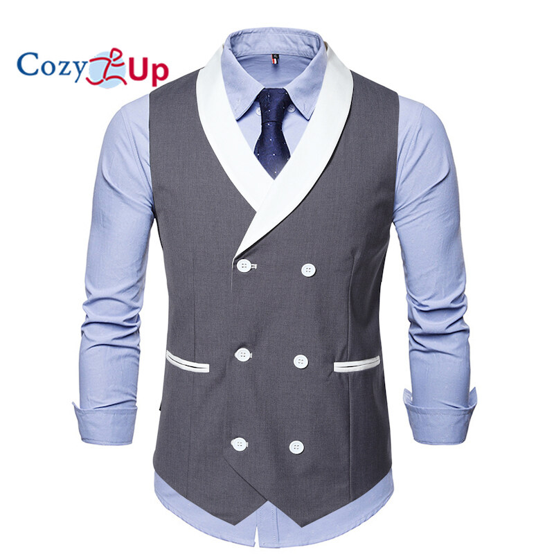 Cozy Up Suit Vest Fashion Double Breasted Slim Fit Solid Color Comfortable