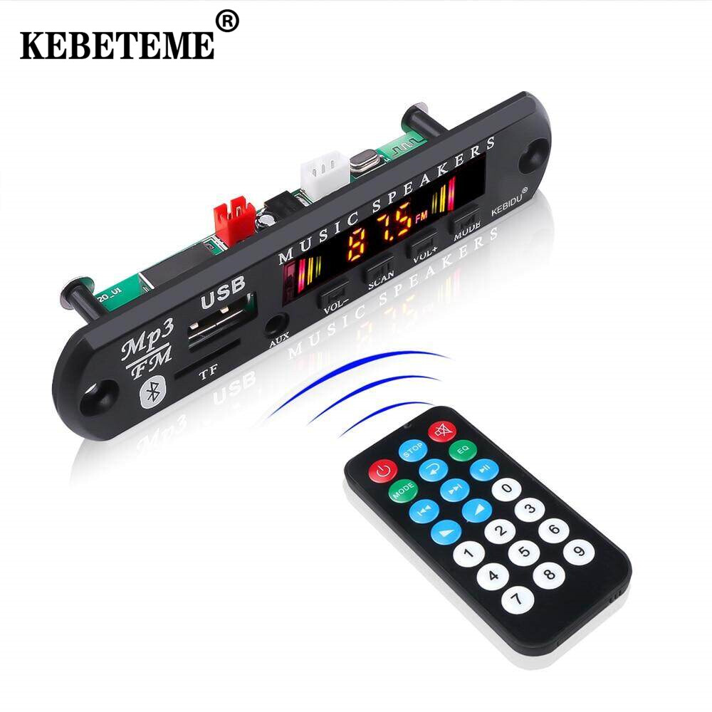 KEBETEME Bảng Giải Mã MP3 WMA Không Dây Bluetooth 5.0 5V 12V Hỗ Trợ USB Mô-đun Đài FM TF Bộ Máy Phát MP3 Màn Hình Màu Cho Xe Hơi Có Điều Khiển Từ Xa