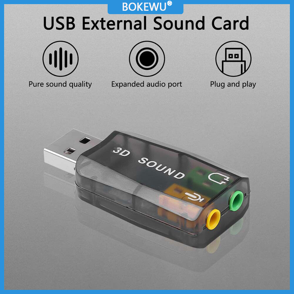 BOKEWU Bộ Chuyển Đổi Âm Thanh Thẻ Âm Thanh USB 3D Bên Ngoài Tai Nghe Giao Diện Loa Mic Giắc Cắm 5.1 Mm 3.5 Kênh Cho Máy Tính Xách Tay