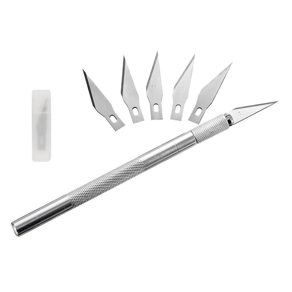 Tay Cầm Bằng Kim Loại Scalpel 6 Lưỡi Dao Công Cụ Cắt Giấy Bằng Gỗ Craft Pen Công Cụ Khắc Tự Làm Dụng Cụ Sửa Chữa Cầm Tay