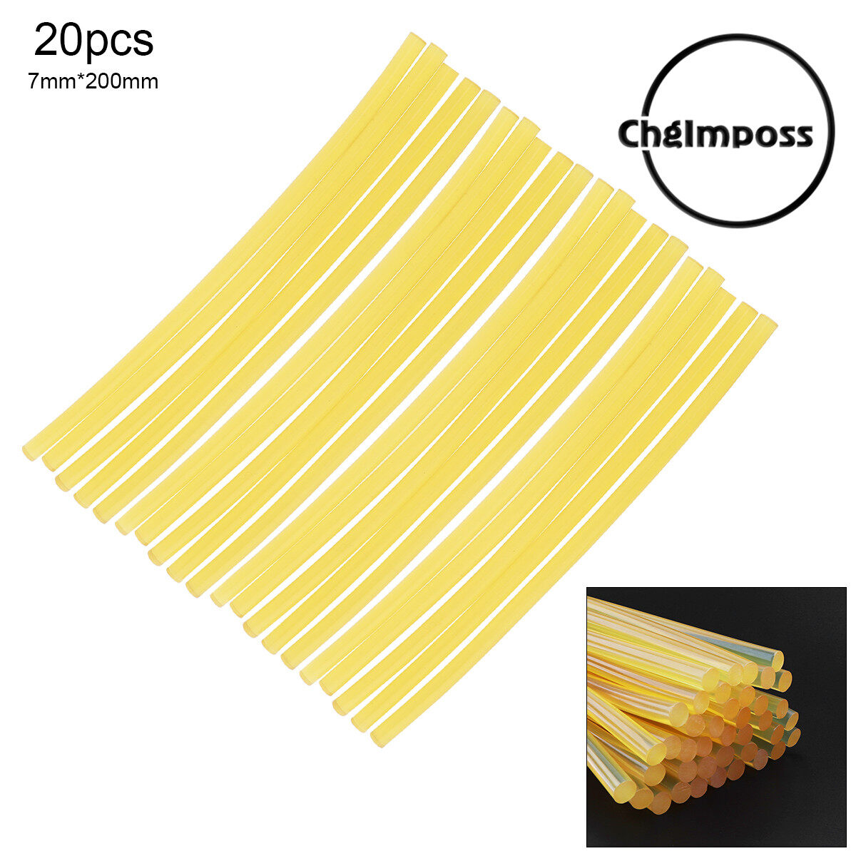 Chgimposs 20 cái/bộ 7mm x 190mm đen nóng chảy keo dính dính tự làm công cụ cho nóng chảy keo sửa chữa phụ kiện hợp kim