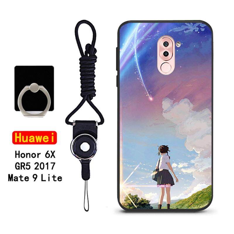 Vỏ cho huawei GR5 2017 / Huawei Mate 9 Lite / Huawei honor 6x vỏ điện thoại Ốp lưng TPU vỏ mềm chống sốc 360 bảo vệ toàn diện vỏ cao su mờ với chuỗi & vòng giữ miễn phí