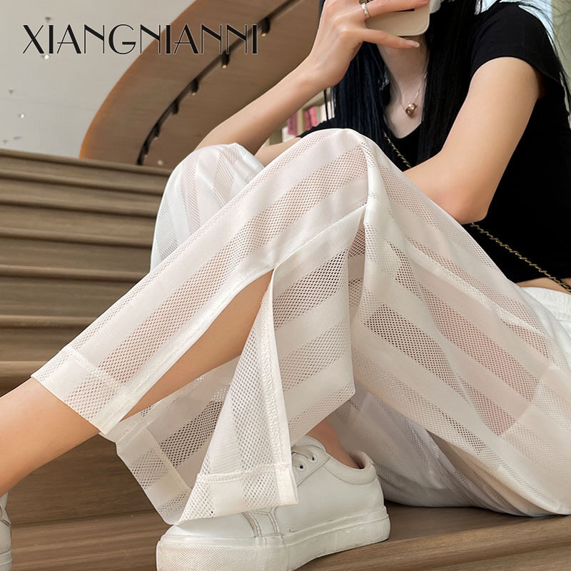 Xiang Nian ni quần nữ Lụa băng quần ống rộng mỏng Máy điều hòa rộng quần