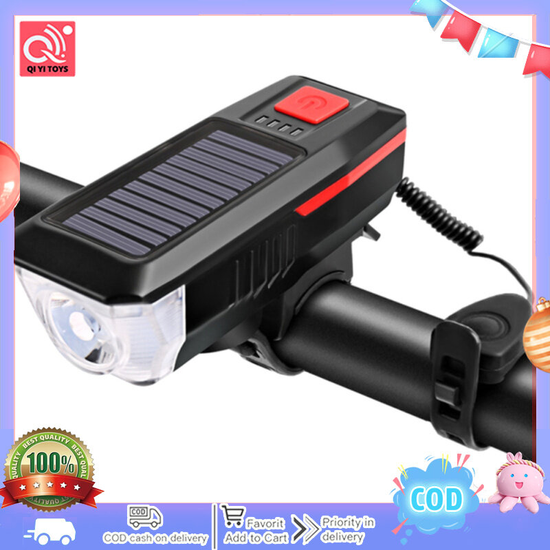 1 DAY SEND Bike Light Solar Usb Rechargeable Dual Charging Horn Lamp
