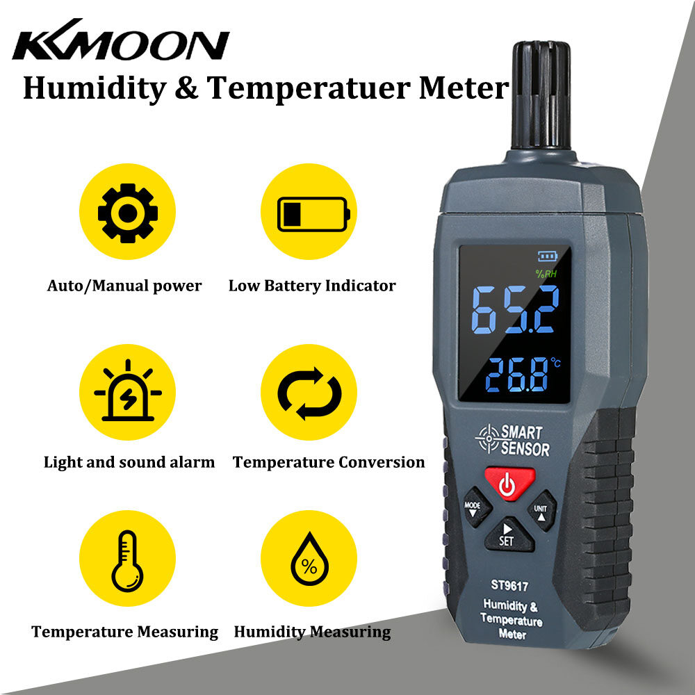 Kkmoon máy đo độ ẩm và nhiệt độ cảm biến thông minh máy đo độ ẩm độ ẩm màn hình lcd kỹ thuật số độ chính xác cao đồng hồ đo nhiệt độ nhiệt kế máy đo