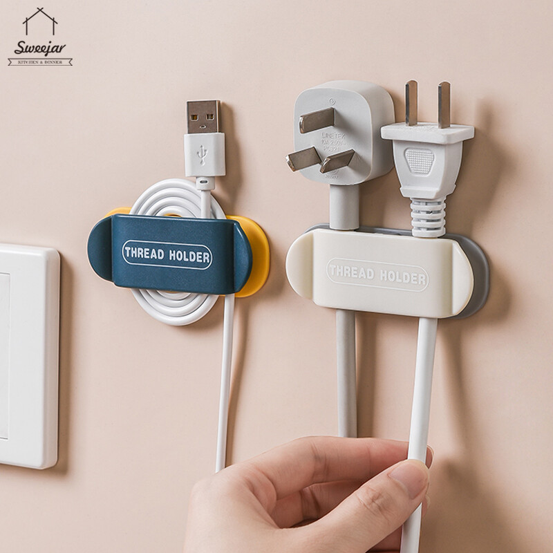 SWEEJAR 4 Cái Móc Treo Ổ Cắm Cable Organizer Clip Với Tường Sticker