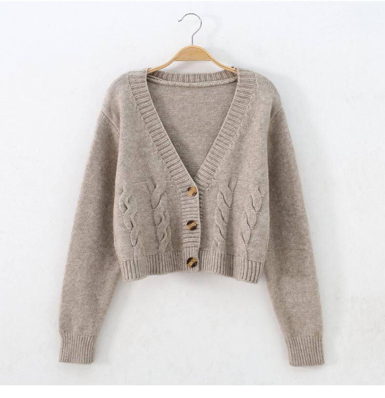 Autumn 2020 new twist hot girl style knit sweater jacket women's autumn and winter wear short loose sweater cardigan