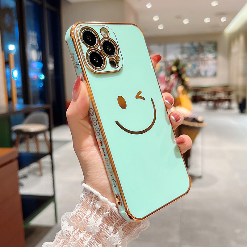 CrashStar Plating Emoji Smile Phone Case For iPhone 16 15 14 13 12