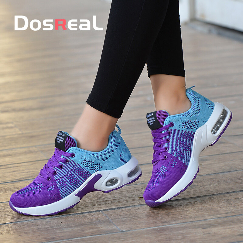 DOSREAL Sneakers For Women Mesh Breathable Air Cushion Shoes Big Size 35-42 Lace Up Women Dance Sport Shoes Heighten Shoes ราคา 485 บาท*ส่งฟรี