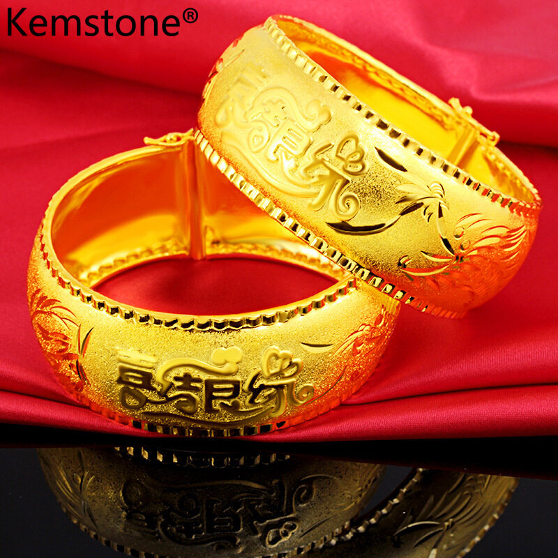 Kemstone Gold Plated Dragon Phoenix Female Bangle Bracelet Marriage Jewelry Gift For Women Review And Price