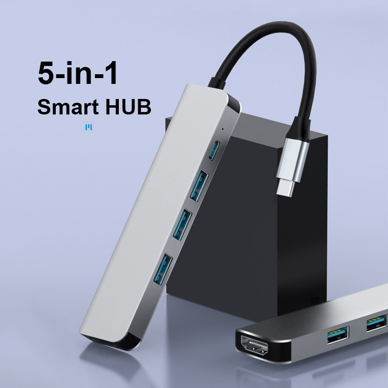 Bộ chuyển đổi cổng sạc pd tương thích usb c hub 5 trong 1 type c sang usb3.0 bộ chuyển đổi usb 3.0 hub hd4k cho macbook huawei matebook