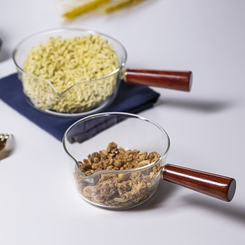 Bình Thủy Tinh GF Chảo Sữa Có Tay Cầm, Nồi Nấu Bằng Thủy Tinh Borosilicate, Dụng Cụ Nấu Ăn Nhà Bếp Cho Mì Súp Sữa, 400Ml/600Ml