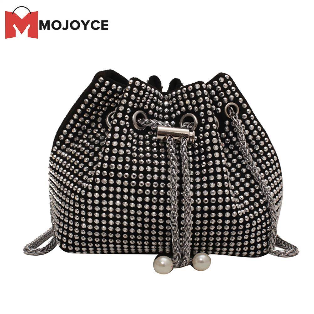 Mojoyce túi đeo vai dạng xô thời trang túi xách nữ dây rút đeo chéo kim cương giả