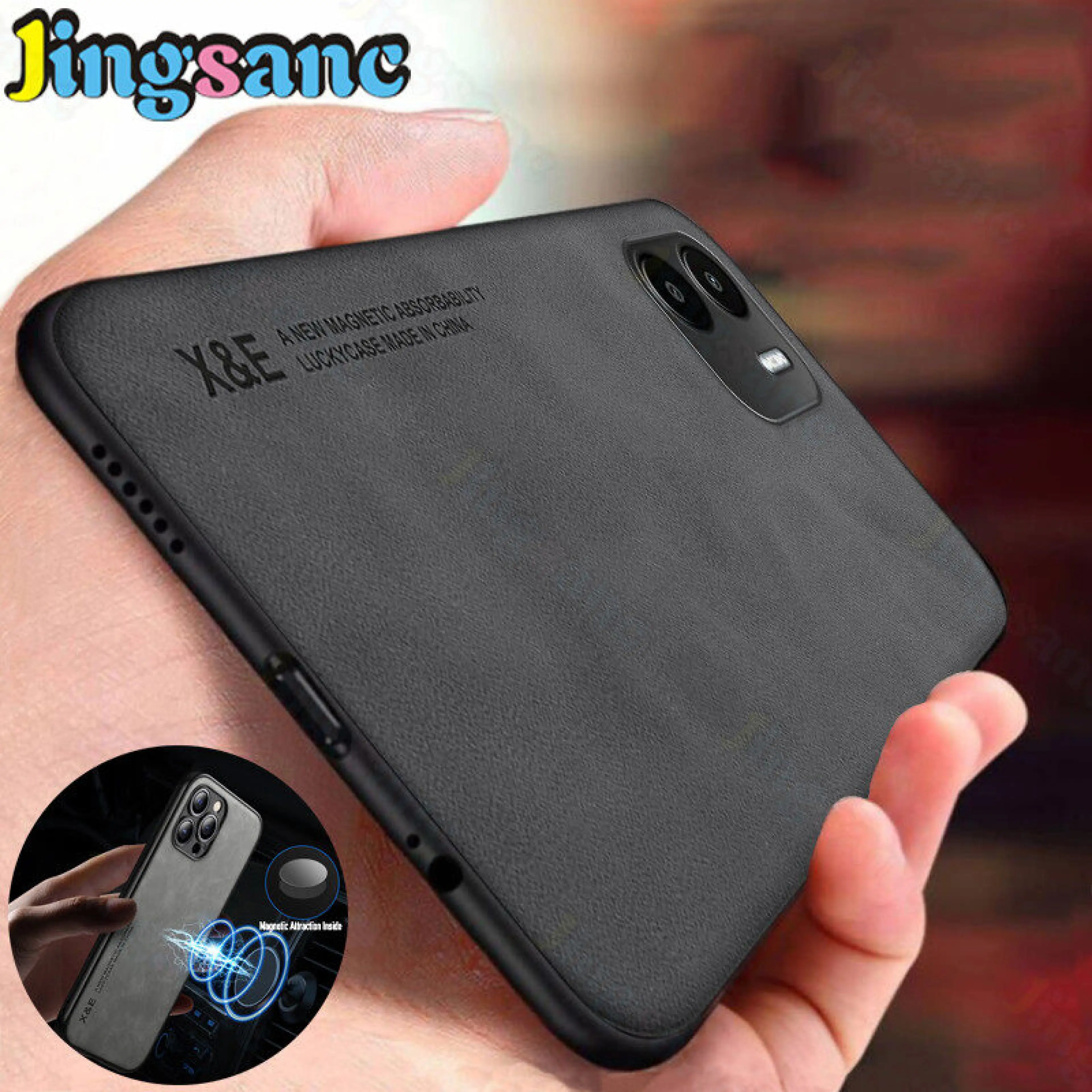 Jingsanc For Redmi A1/Redmi A2 Phone Case Luxury Sheepskin Leather With Attraction Inside Light and Thin Casing All-inclusive lens Shockproof Back Cover redmi a1/redmi a2