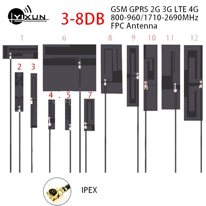 GSM GPRS 2G 3G LTE 4G nội bộ FPC bảng mềm ăng ten siginal Bộ khuếch đại tăng cường IPEX U.FL rg1.13 20cm cáp 8dBi 700-2700MHz mạng Router accessori