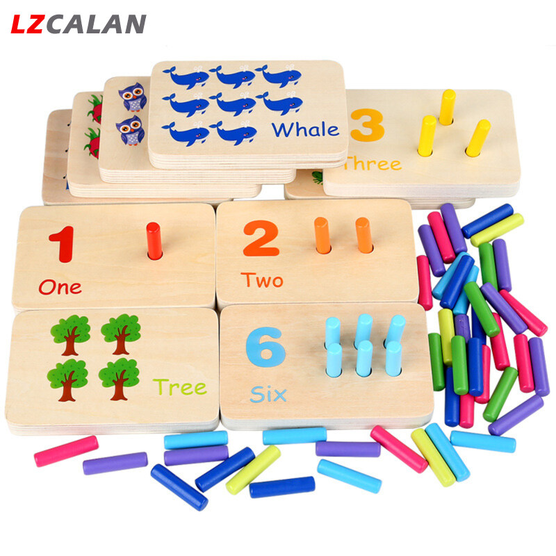 Lzca trẻ em bằng gỗ đồ chơi cảm giác học toán nhận thức màu sắc phù hợp