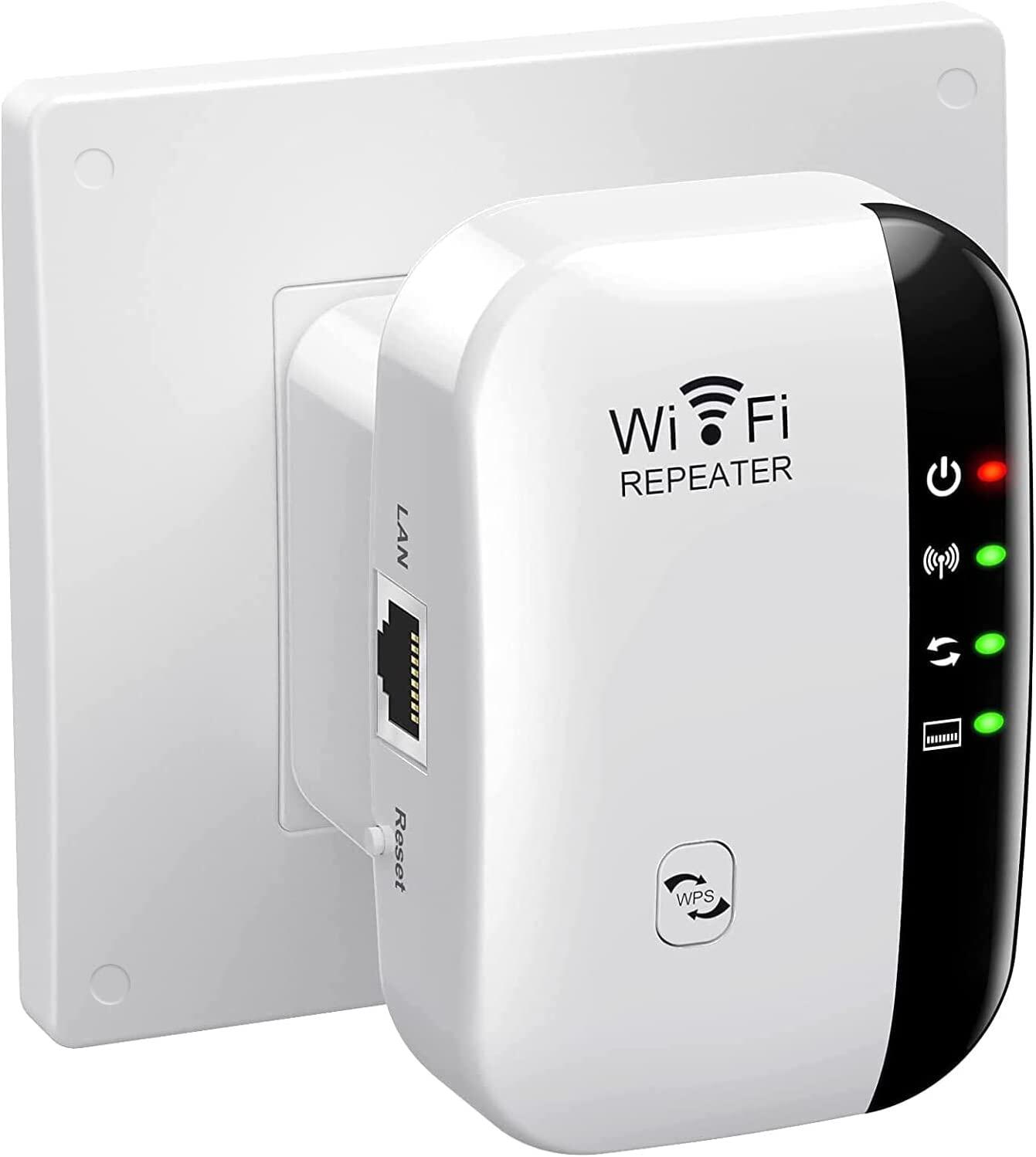 WiFi Range Extender with WPS Internet Signal Booster,300Mbps Wireless Repeater 2.4GHz Amplifier for High Speed Long Range Easily Set Up Supports Repeater/Access Point Mode Extends WiFi to Whole Home & Alexa Devices 