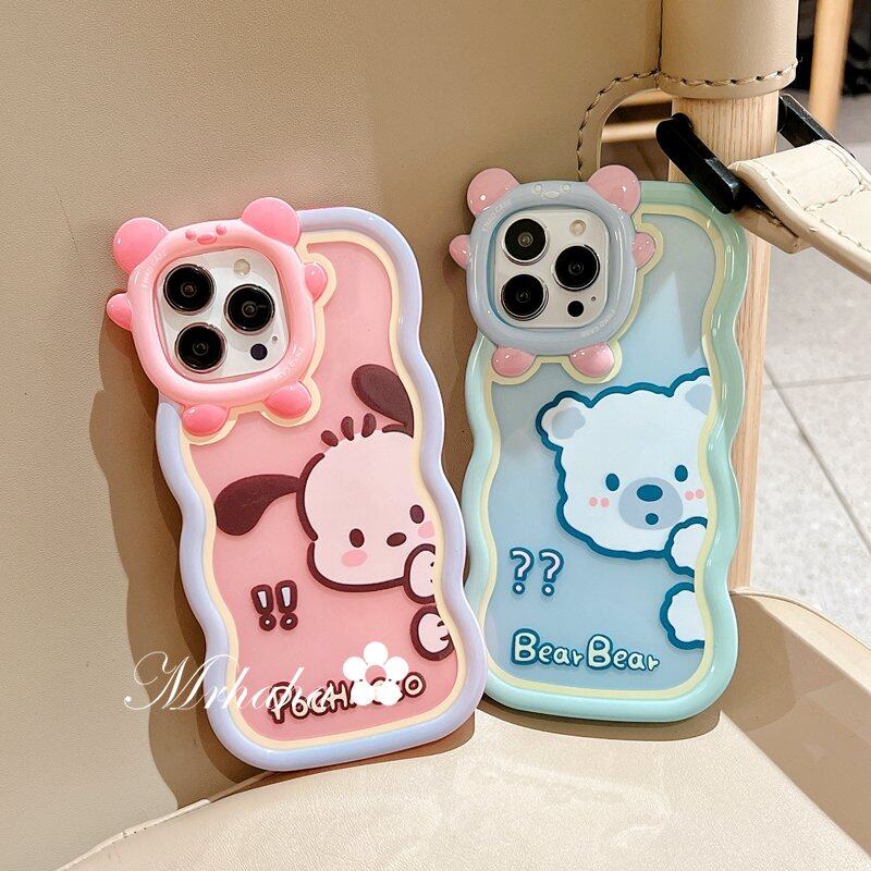 Casing for iPhone 14 Plus 13 12 11 Pro Max 12 X XR Xs Max 8 7 6 6s 14 Plus SE 2020 Ins High Quality Monster Camera Fashion Cartoon Pochacco Brown Bear Cute Simple Clear Beautiful Phone Case Silicone Protective Cover🌈Ready Stock🌟