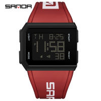 SANDA Đồng Hồ Nam Mặt Vuông Chống Nước Thể Thao Đa Chức Năng Đồng Hồ Bơi LCD Dạ Quang Thạch Anh Sang Trọng SD9003-3