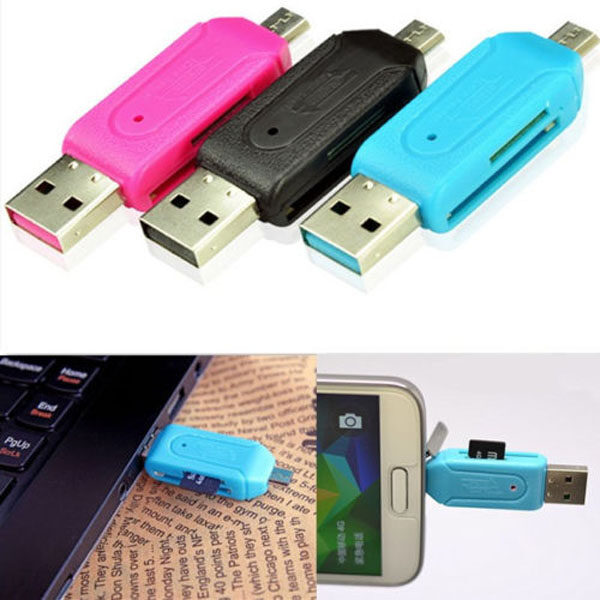 Đầu Đọc Thẻ Micro USB 2.0 OTG SD TF Di Động 2 Trong 1 Cho Điện Thoại