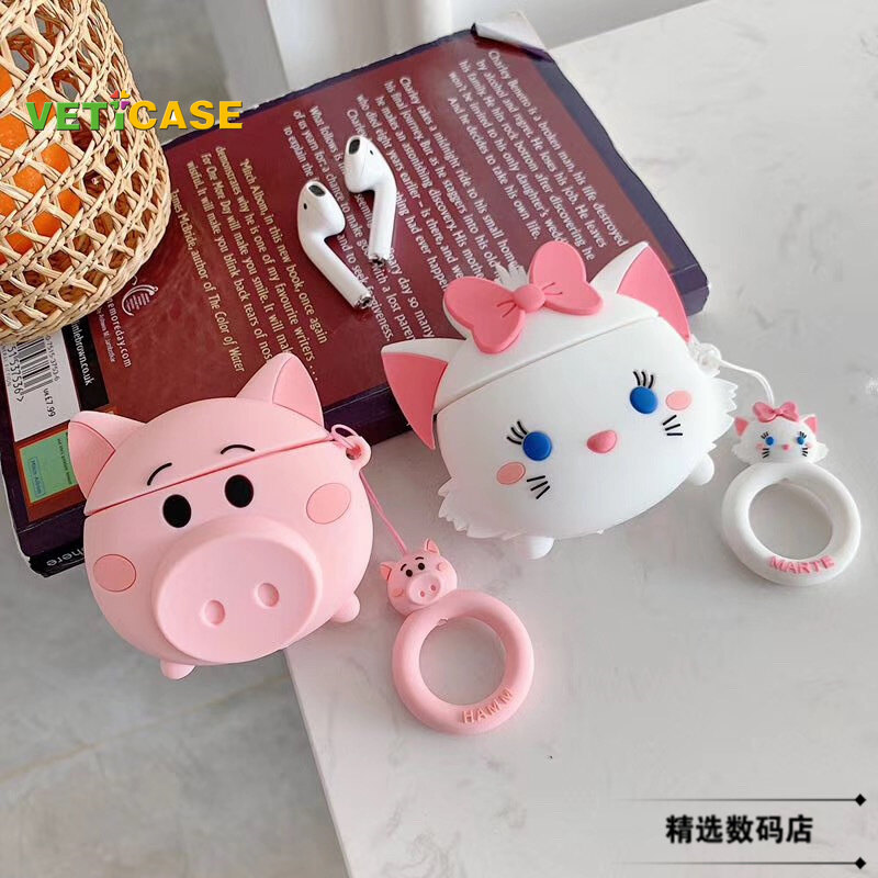 Hộp Đựng Tai Nghe Hình Chú Mèo Màu Hồng Dễ Thương Dành Cho Apple AirPods Pro AirPods 1 2 3 Silicone Mềm Bìa Túi Đựng Vỏ Hộp Đựng Tai Nghe, Bảo Vệ AirPod Phụ Kiện Trắng Hồng