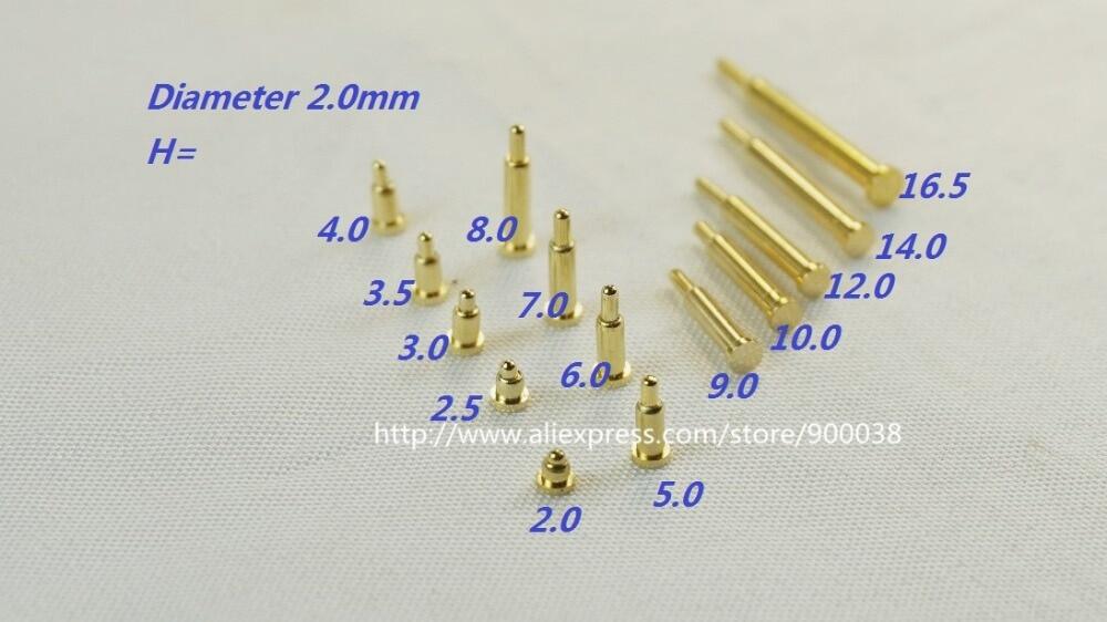 10 pcs Spring pogo pin connector diameter 2.0 mm height 2.0 2.5 3.0 3.5