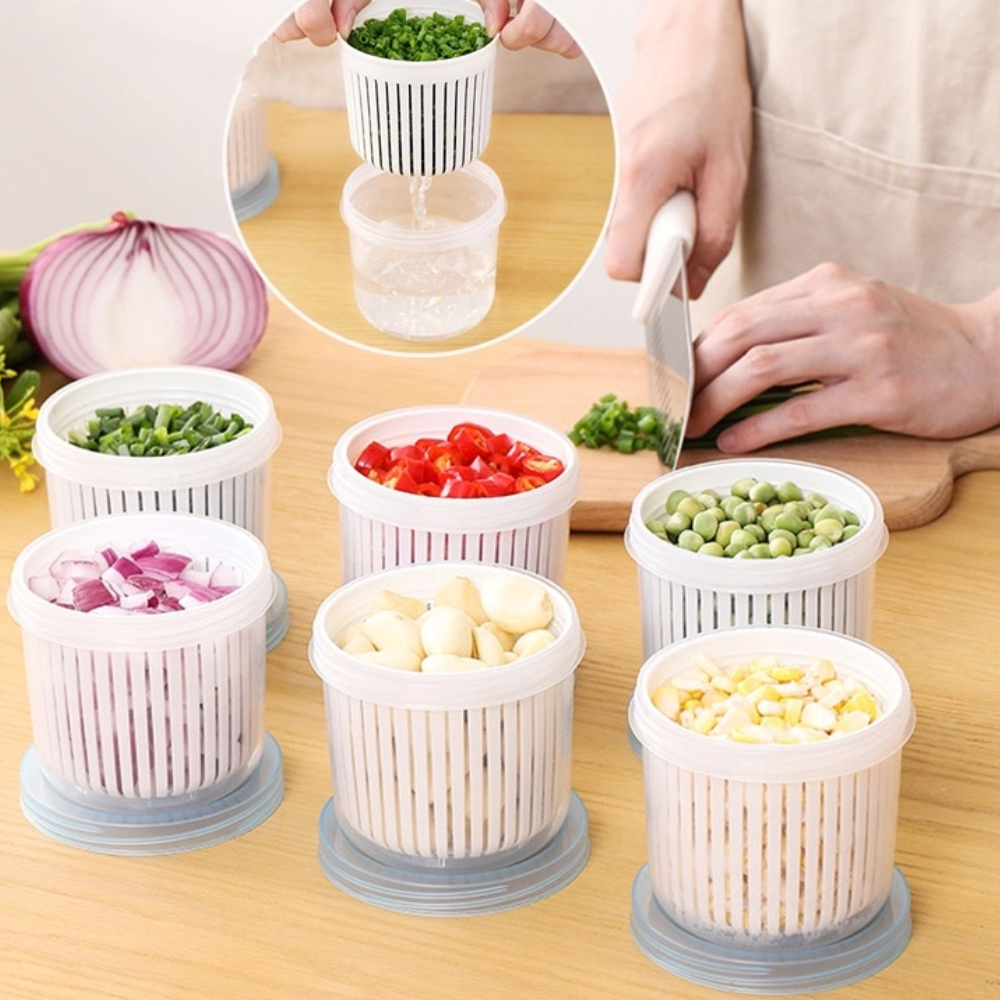 Nhà bếp hành tây gừng tỏi lưu trữ hộp hai lớp drainer lưu trữ hộp đựng có nắp