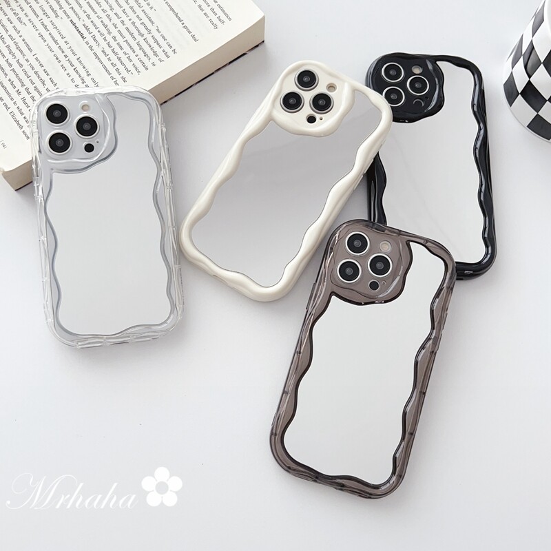 Mrhaha Fashion Cream Casing for iPhone 14 13 12 11 Pro Max X Xr Xs Max 7 8 6 Plus SE 2020 Ins High-quality Luxury Glaze Simple Black and White Mirror Beautiful Phone Case Silicone Protective Cover🌈Ready Stock