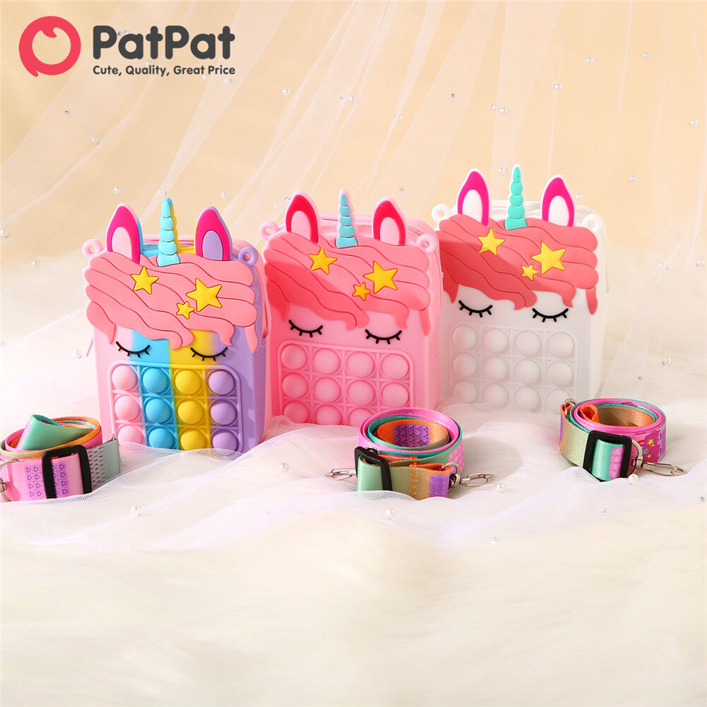  PatPat Ví Đựng Tiền Xu Silicon Hình Kỳ Lân Hoạt Hình Cho Trẻ Em Túi Đeo Vai Đeo Chéo Cho Bé Gái 