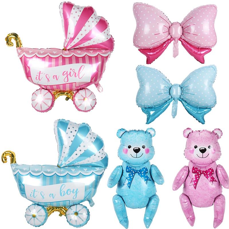 1 piece, this is a boy/girl foil bow balloon, stroller balloon, baby shower balloon, birthday decoration, first birthday party decoration