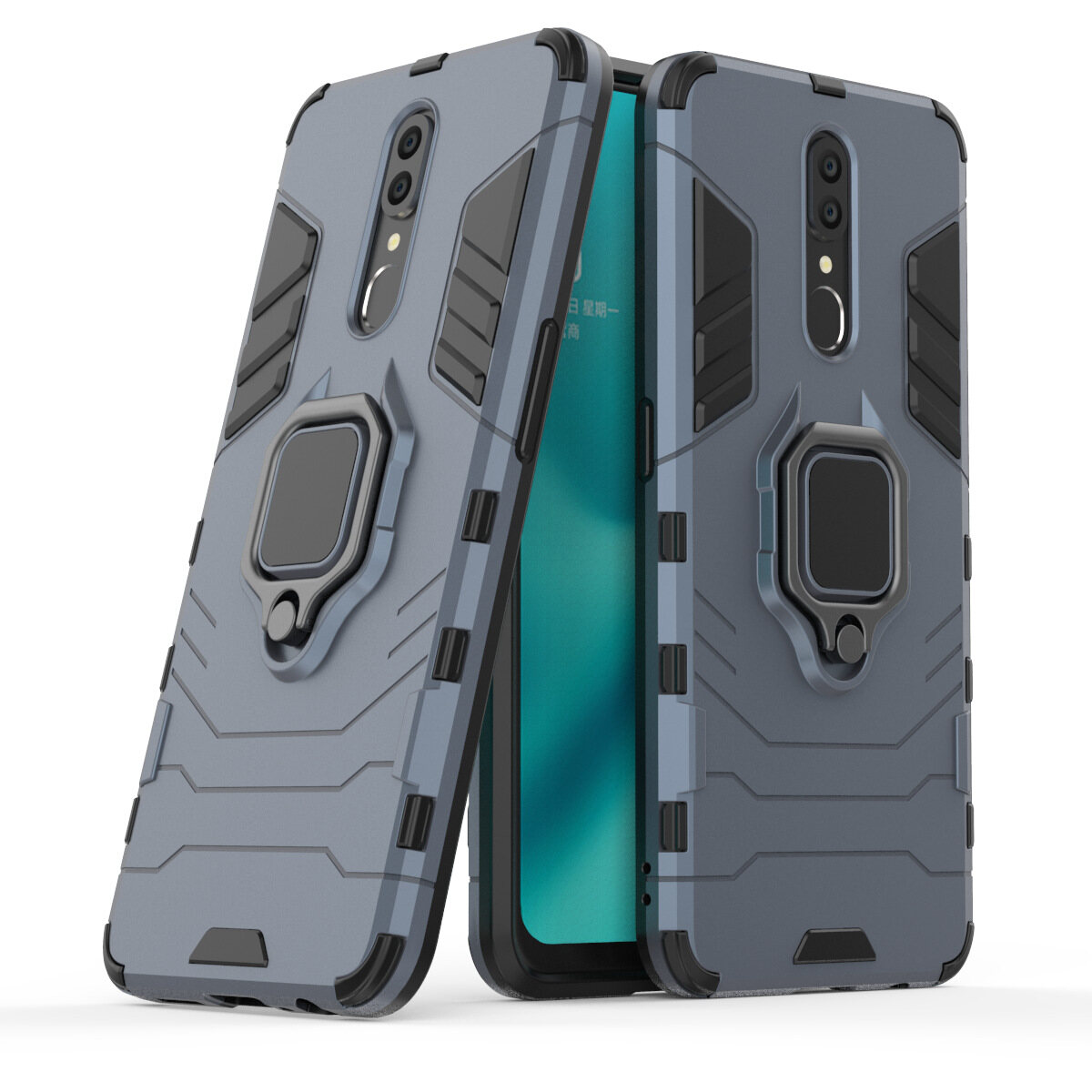 LIANPO For OPPO F11 Pro OPPO F11 Phone Case, Silicone TPU and Hard PC Luxury Armor Shockproof Metal Ring Holder Cover For OPPO F11/OPPO F11 Pro Case