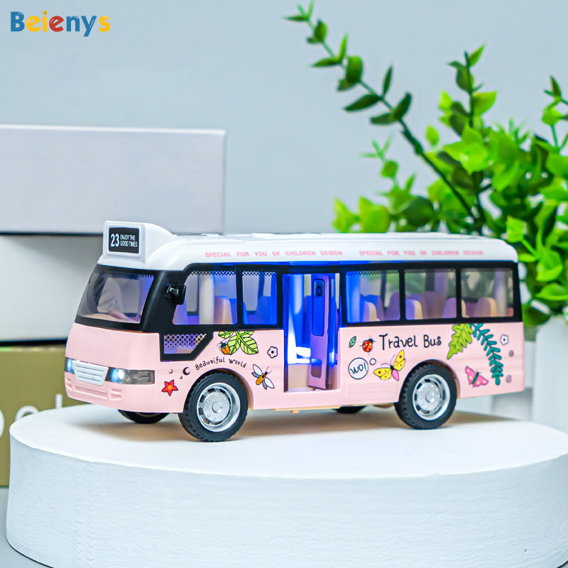 Beienys mô hình xe buýt trường học có đèn & cửa mở được mô hình xe mô phỏng âm nhạc có đèn & cửa mô hình xe mô phỏng xe đồ chơi trượt quán tính quà tặng âm nhạc có thể mở cho trẻ em mô hình xe buýt trường học